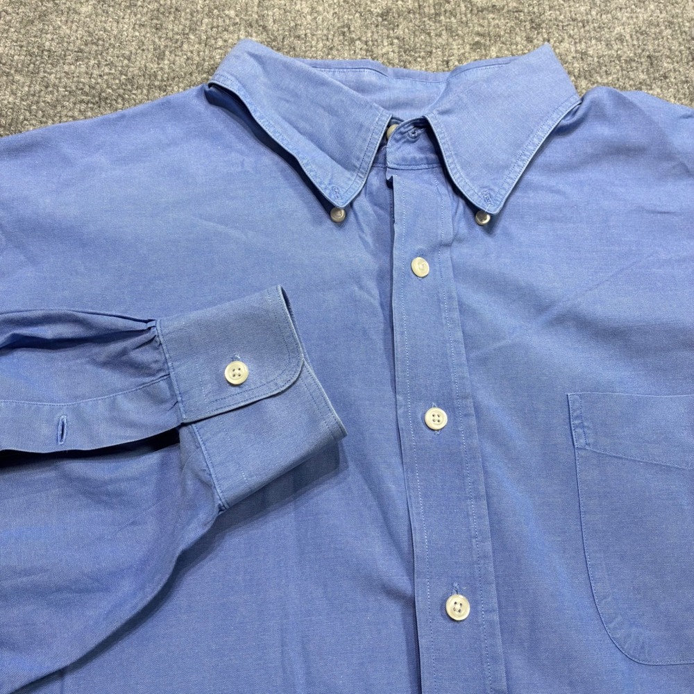 Lands End Oxford Shirt Mens 17 35 Blue Button Down‎ Direct Merchants Long Sleeve